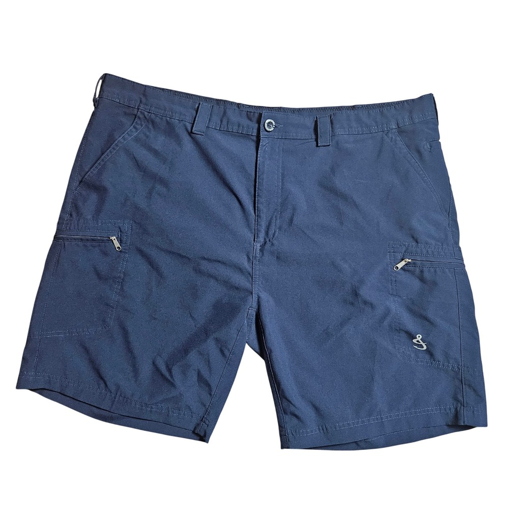 Hook & Tackle Mens Performance Fishing Cargo Shorts 42 Navy Outdoor Gorpcore